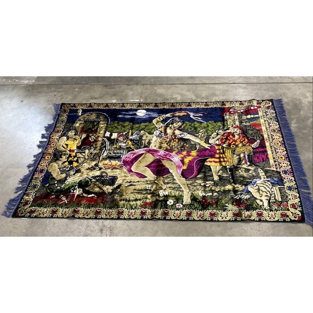 Vintage Tapestry Ladies Dancing Wall Rug 72x47